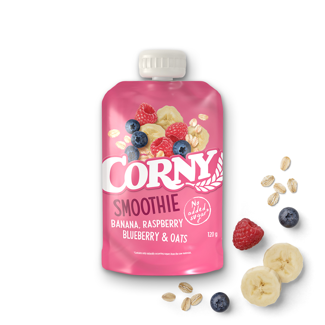 Smoothie Banna Raspberry Blueberry Oats